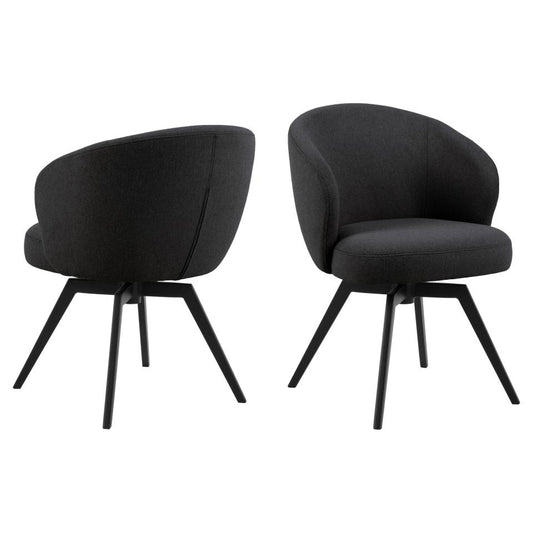Darlene Dining Chair Dark Grey Fabric Upholstered Swivel With Pocket Springs And Metal Legs