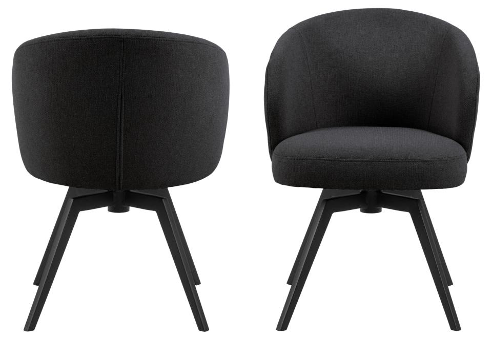 Darlene Dining Chair Dark Grey Fabric Upholstered Swivel With Pocket Springs And Metal Legs