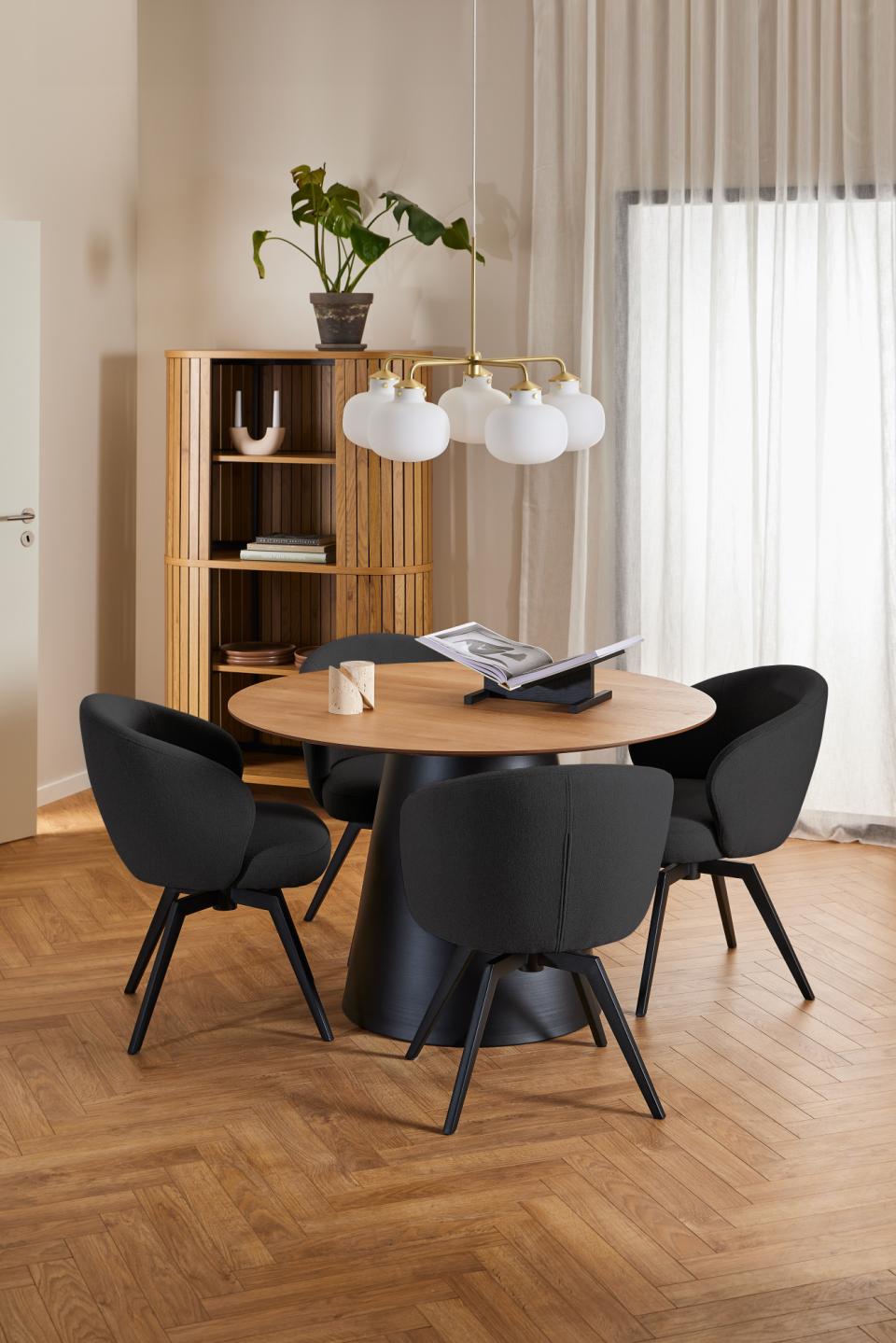 Darlene Dining Chair Dark Grey Fabric Upholstered Swivel With Pocket Springs And Metal Legs
