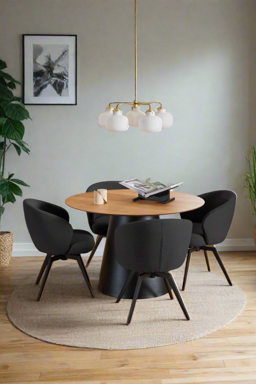 Darlene Dining Chair Dark Grey Fabric Upholstered Swivel With Pocket Springs And Metal Legs