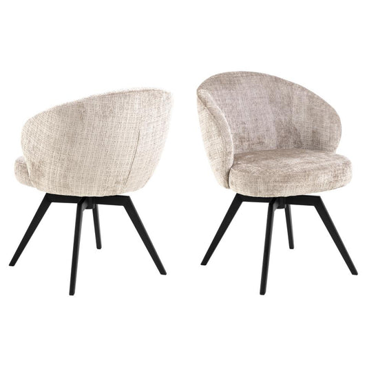 Darlene Juto Fabric Pocket Springs Beige Upholstered Swivel Dining Chair With Metal Legs