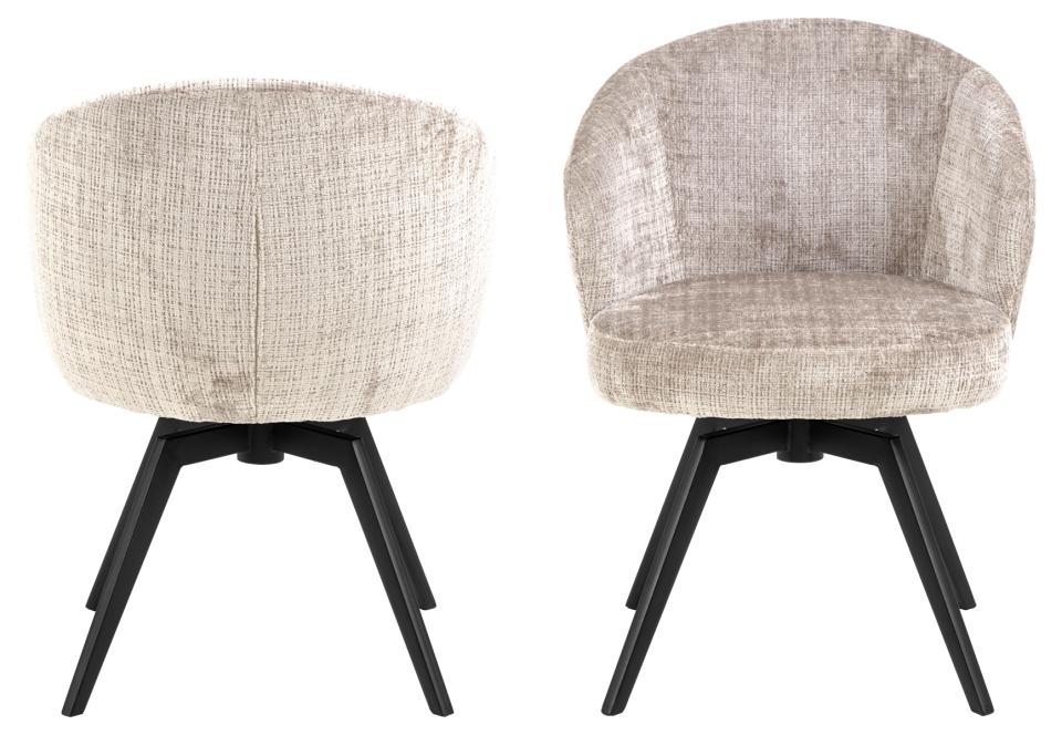 Darlene Juto Fabric Pocket Springs Beige Upholstered Swivel Dining Chair With Metal Legs