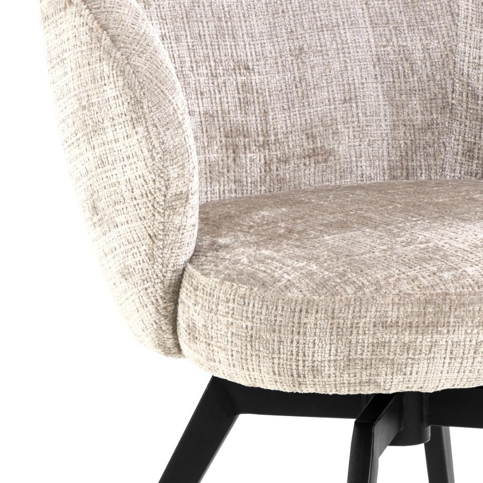 Darlene Juto Fabric Pocket Springs Beige Upholstered Swivel Dining Chair With Metal Legs