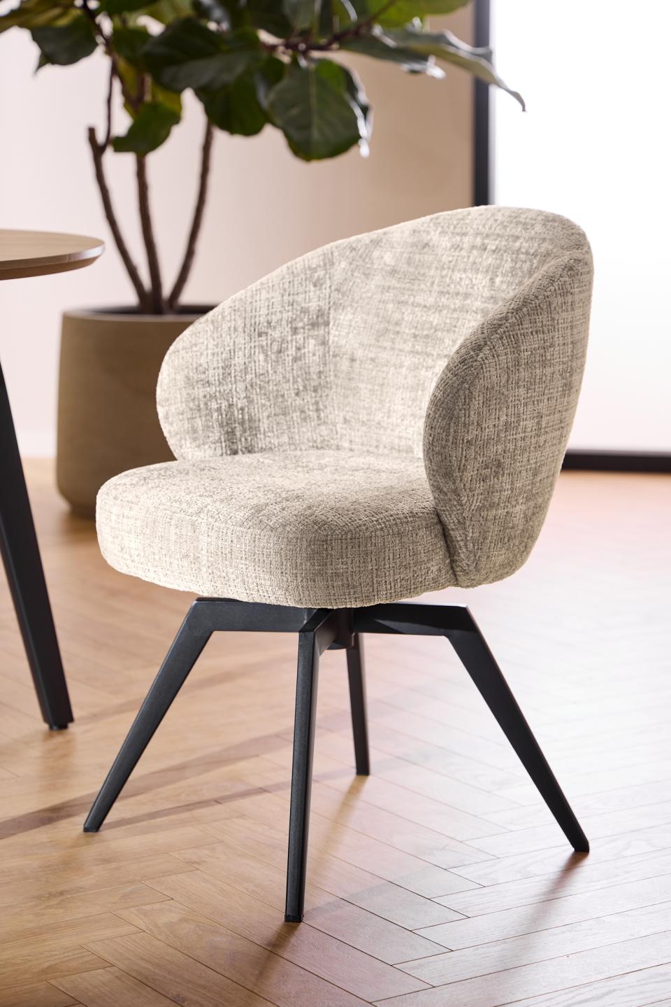 Darlene Juto Fabric Pocket Springs Beige Upholstered Swivel Dining Chair With Metal Legs