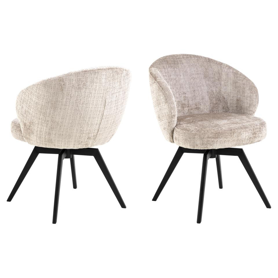 Darlene Juto Fabric Pocket Springs Beige Upholstered Swivel Dining Chair With Metal Legs