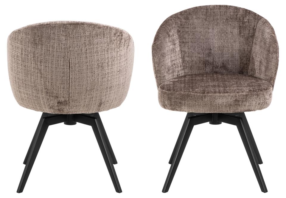 Darlene Juto Fabric Pocket Springs Brown Upholstered Swivel Dining Chair With Metal Legs