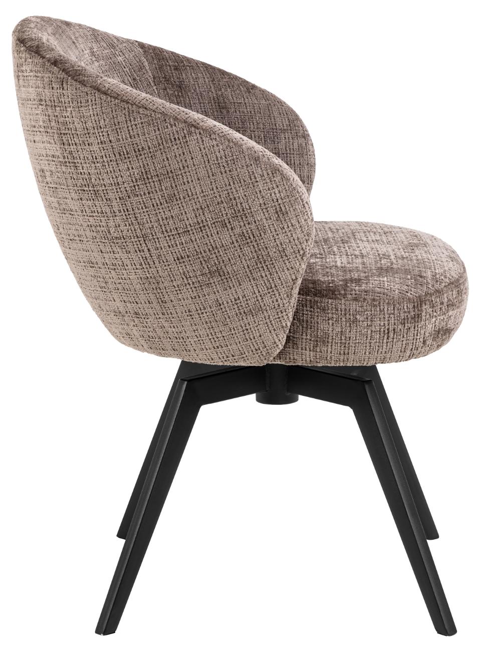 Darlene Juto Fabric Pocket Springs Brown Upholstered Swivel Dining Chair With Metal Legs