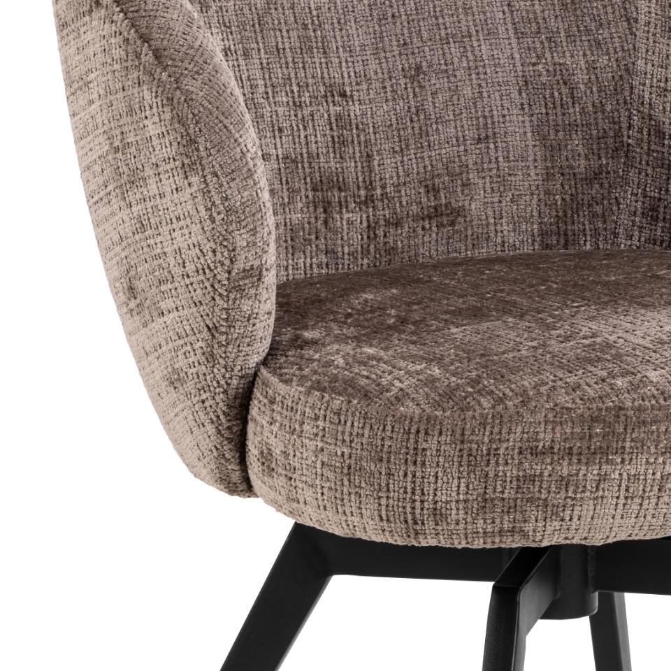 Darlene Juto Fabric Pocket Springs Brown Upholstered Swivel Dining Chair With Metal Legs
