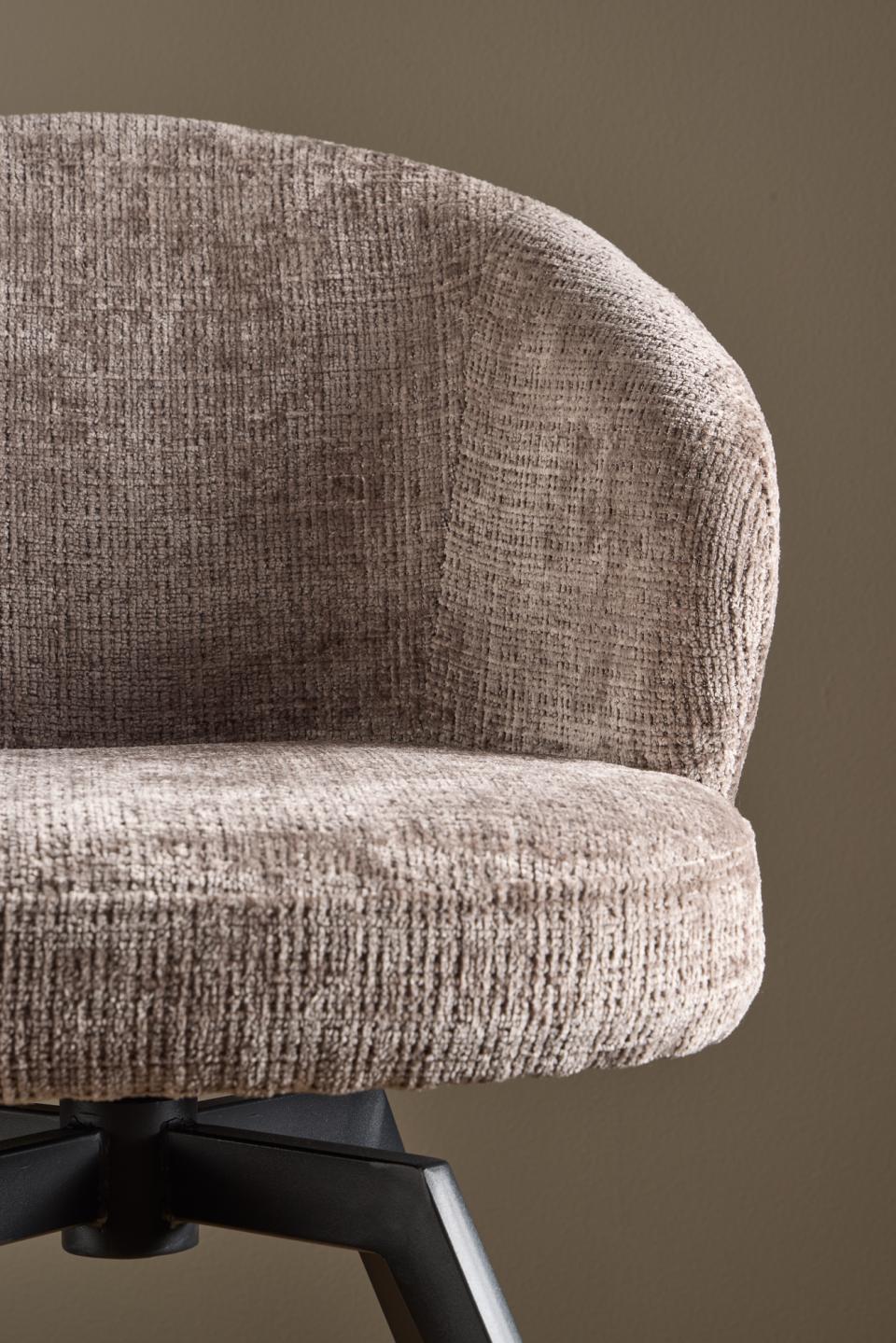 Darlene Juto Fabric Pocket Springs Brown Upholstered Swivel Dining Chair With Metal Legs