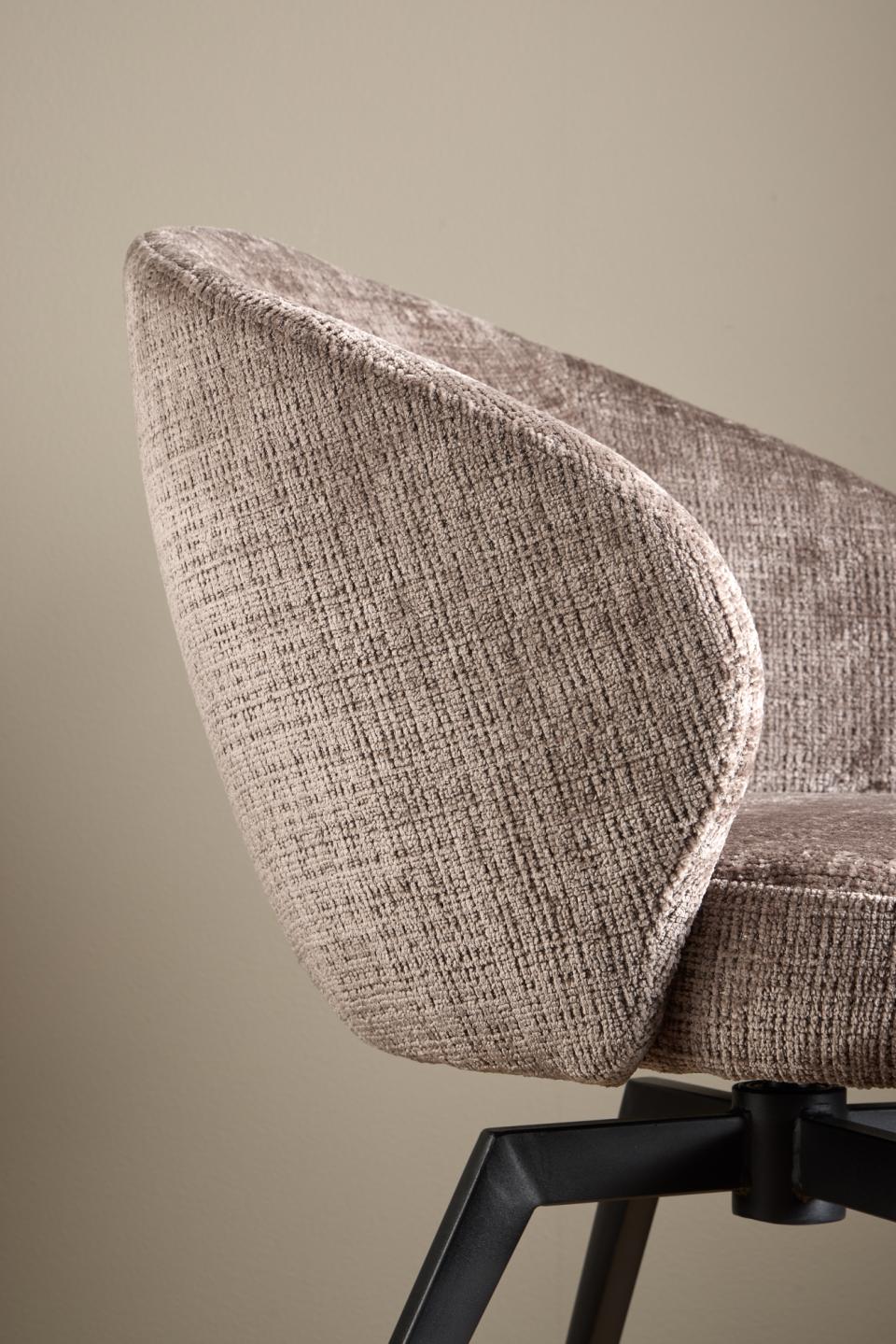 Darlene Juto Fabric Pocket Springs Brown Upholstered Swivel Dining Chair With Metal Legs