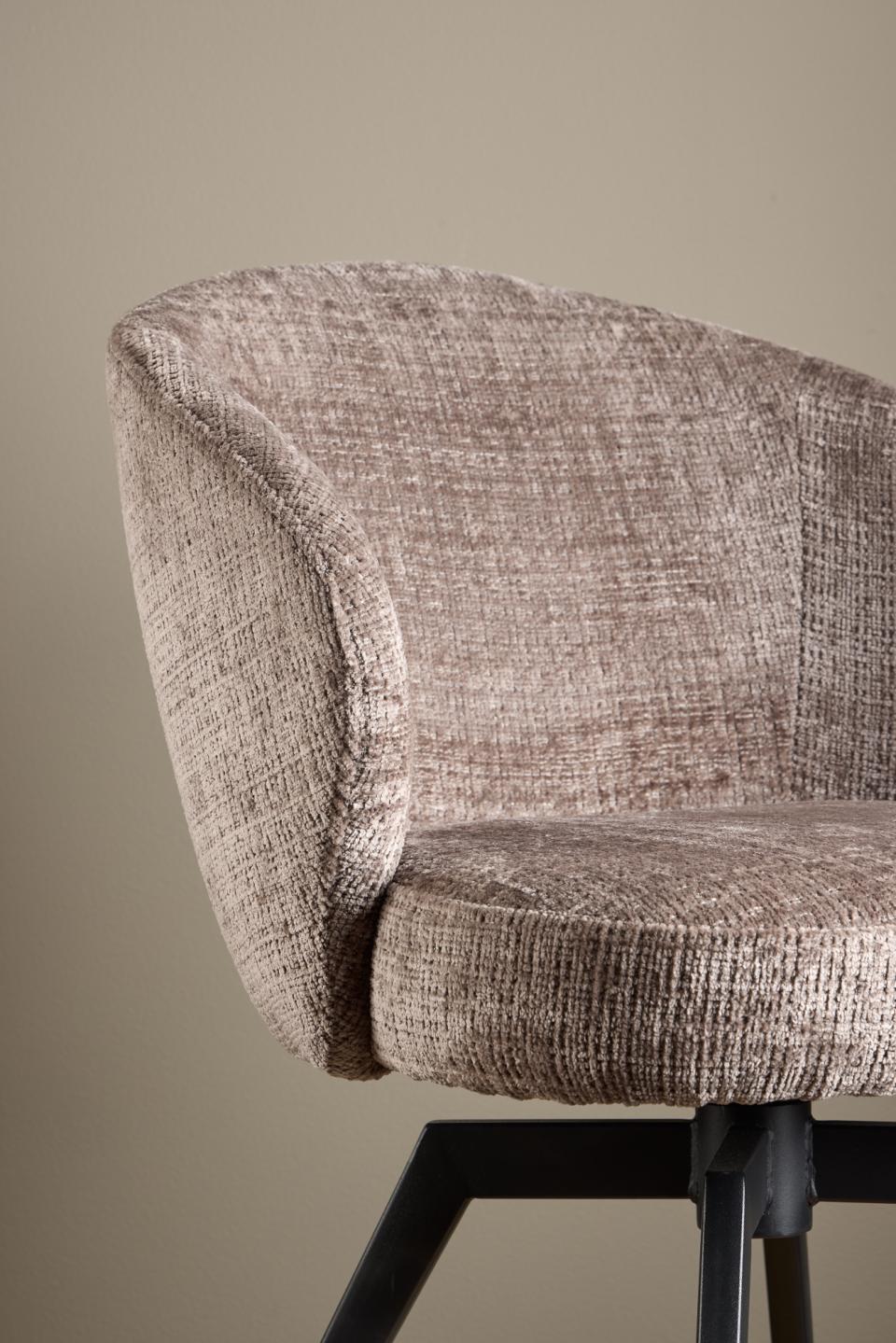 Darlene Juto Fabric Pocket Springs Brown Upholstered Swivel Dining Chair With Metal Legs