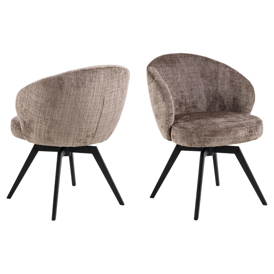 Darlene Juto Fabric Pocket Springs Brown Upholstered Swivel Dining Chair With Metal Legs