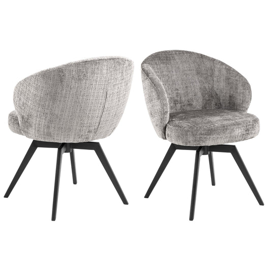 Darlene Juto Fabric Pocket Springs Grey Upholstered Swivel Dining Chair With Metal Legs