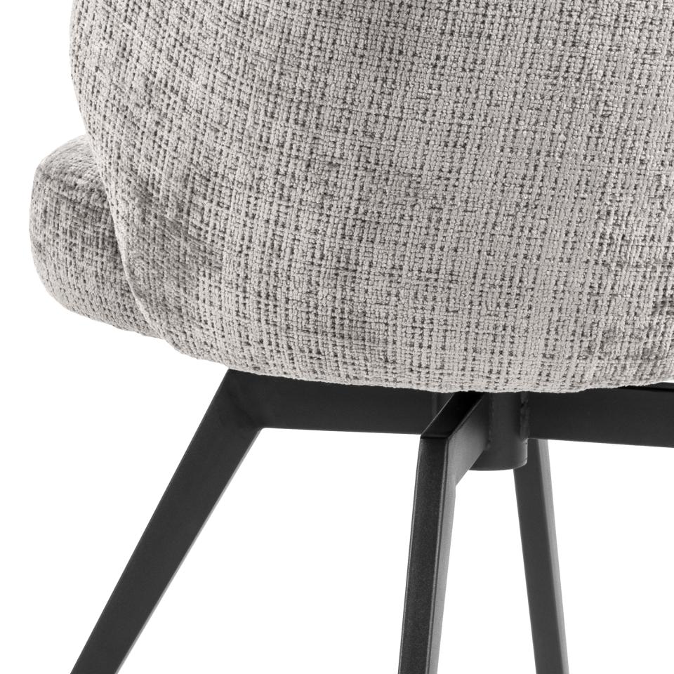 Darlene Juto Fabric Pocket Springs Grey Upholstered Swivel Dining Chair With Metal Legs