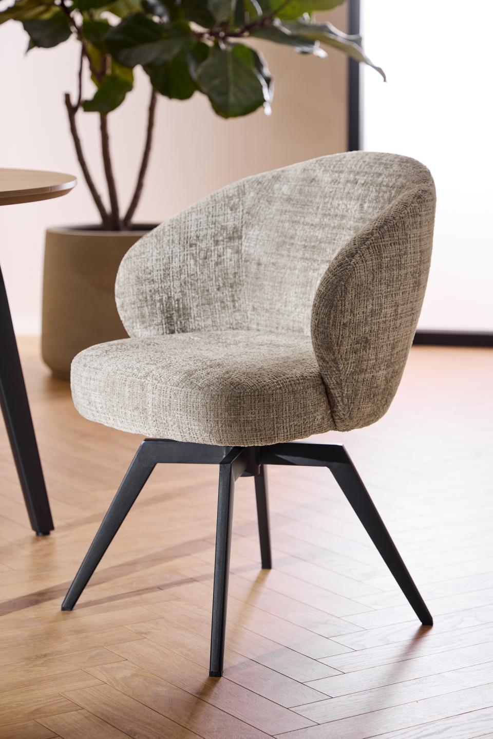 Darlene Juto Fabric Pocket Springs Grey Upholstered Swivel Dining Chair With Metal Legs