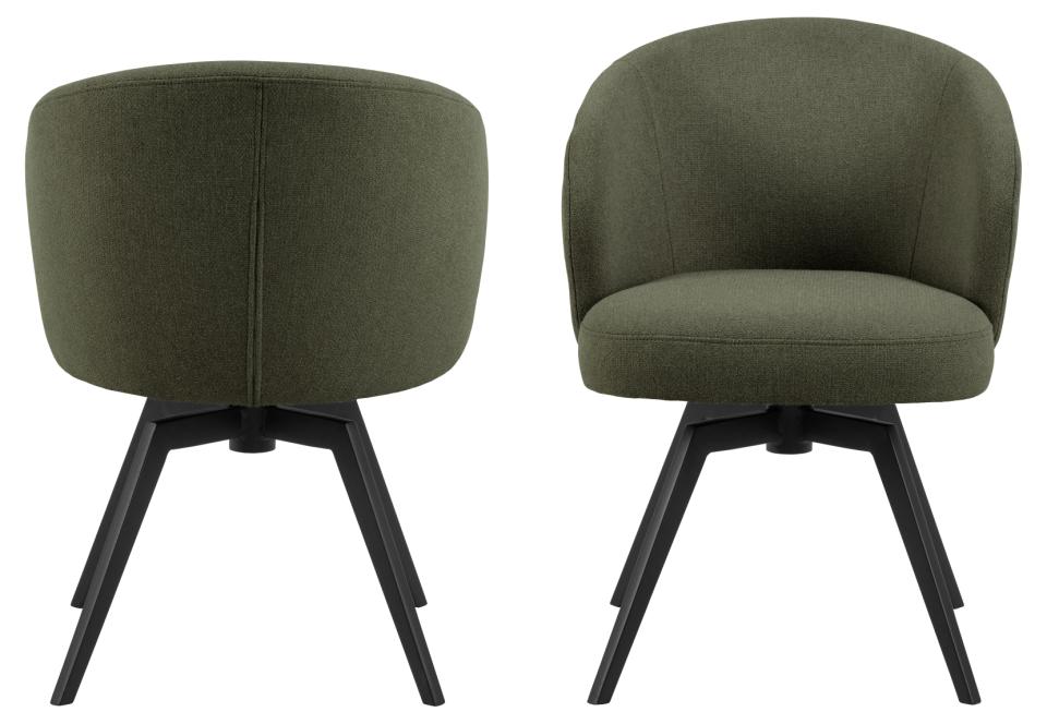 Darlene Dining Chair Green Fabric Upholstered Swivel With Pocket Springs And Metal Legs
