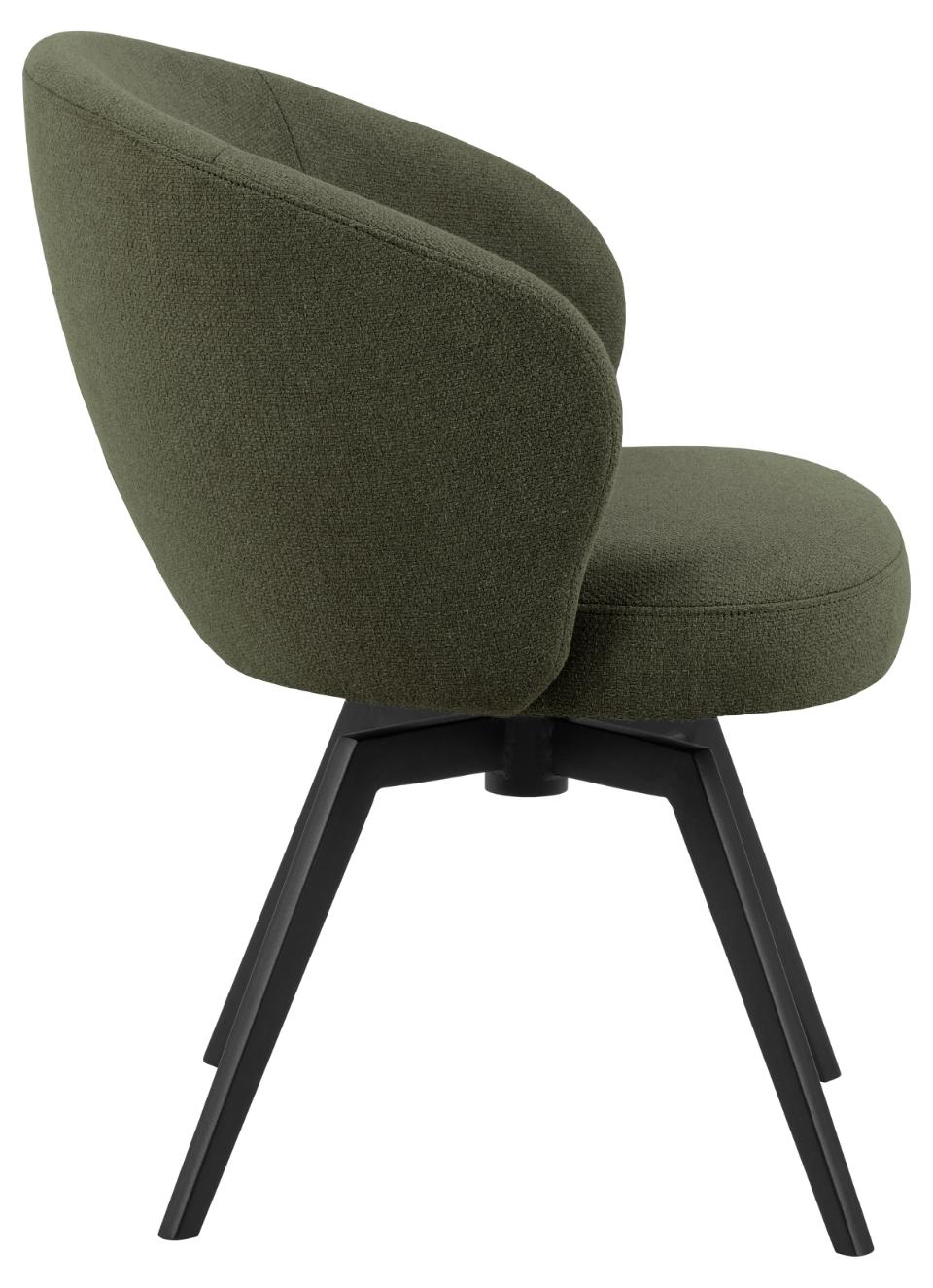 Darlene Dining Chair Green Fabric Upholstered Swivel With Pocket Springs And Metal Legs
