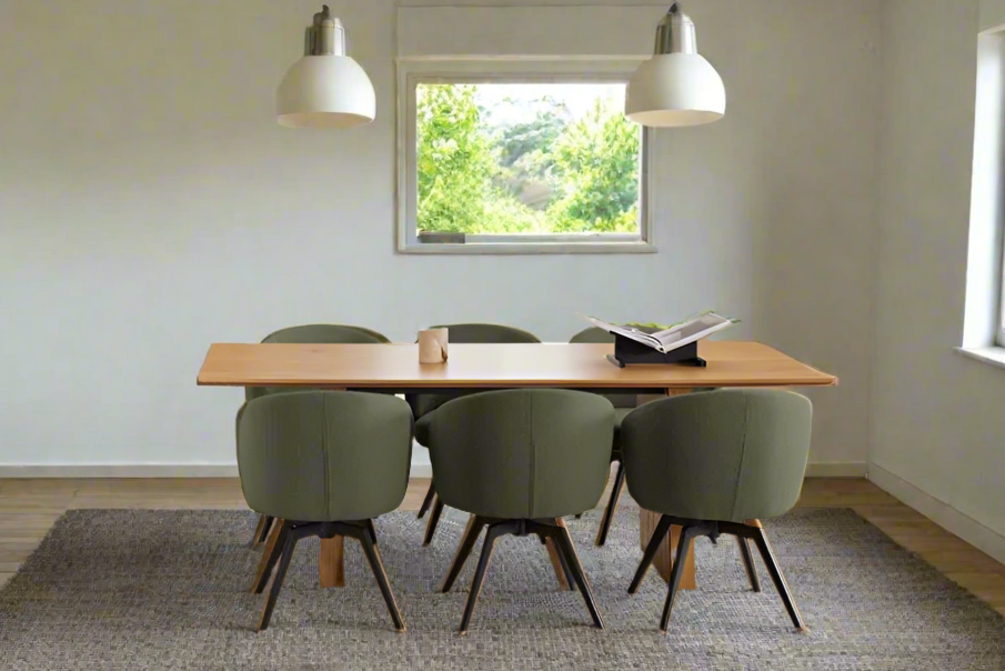 Darlene Dining Chair Green Fabric Upholstered Swivel With Pocket Springs And Metal Legs