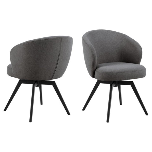 Darlene Dining Chair Grey Fabric Upholstered Swivel With Pocket Springs And Metal Legs