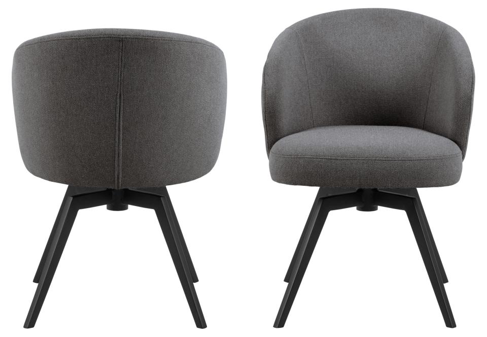 Darlene Dining Chair Grey Fabric Upholstered Swivel With Pocket Springs And Metal Legs