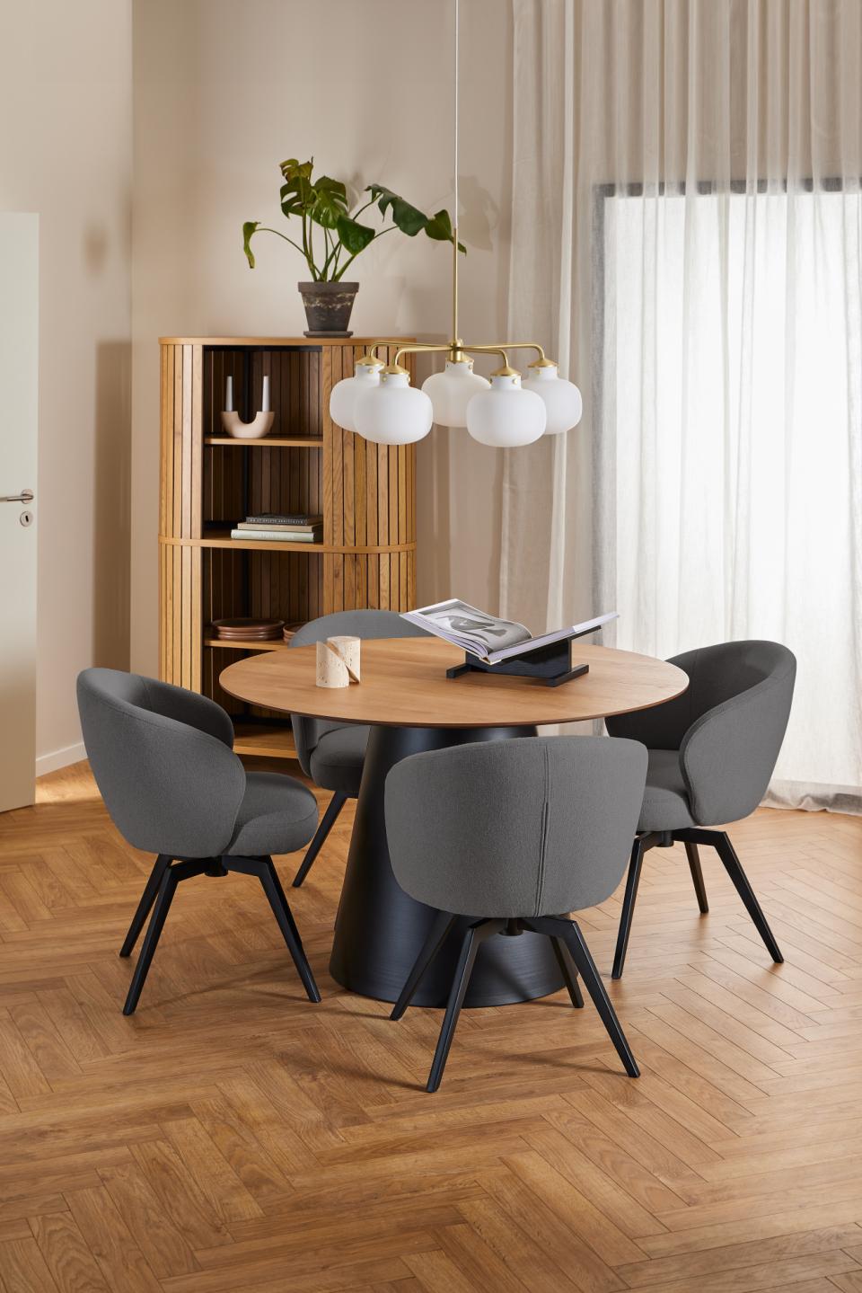 Darlene Dining Chair Grey Fabric Upholstered Swivel With Pocket Springs And Metal Legs