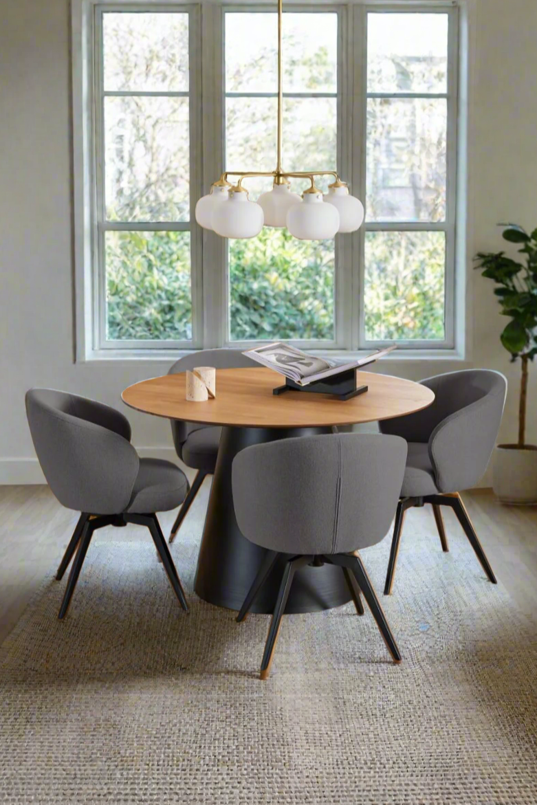 Darlene Dining Chair Grey Fabric Upholstered Swivel With Pocket Springs And Metal Legs