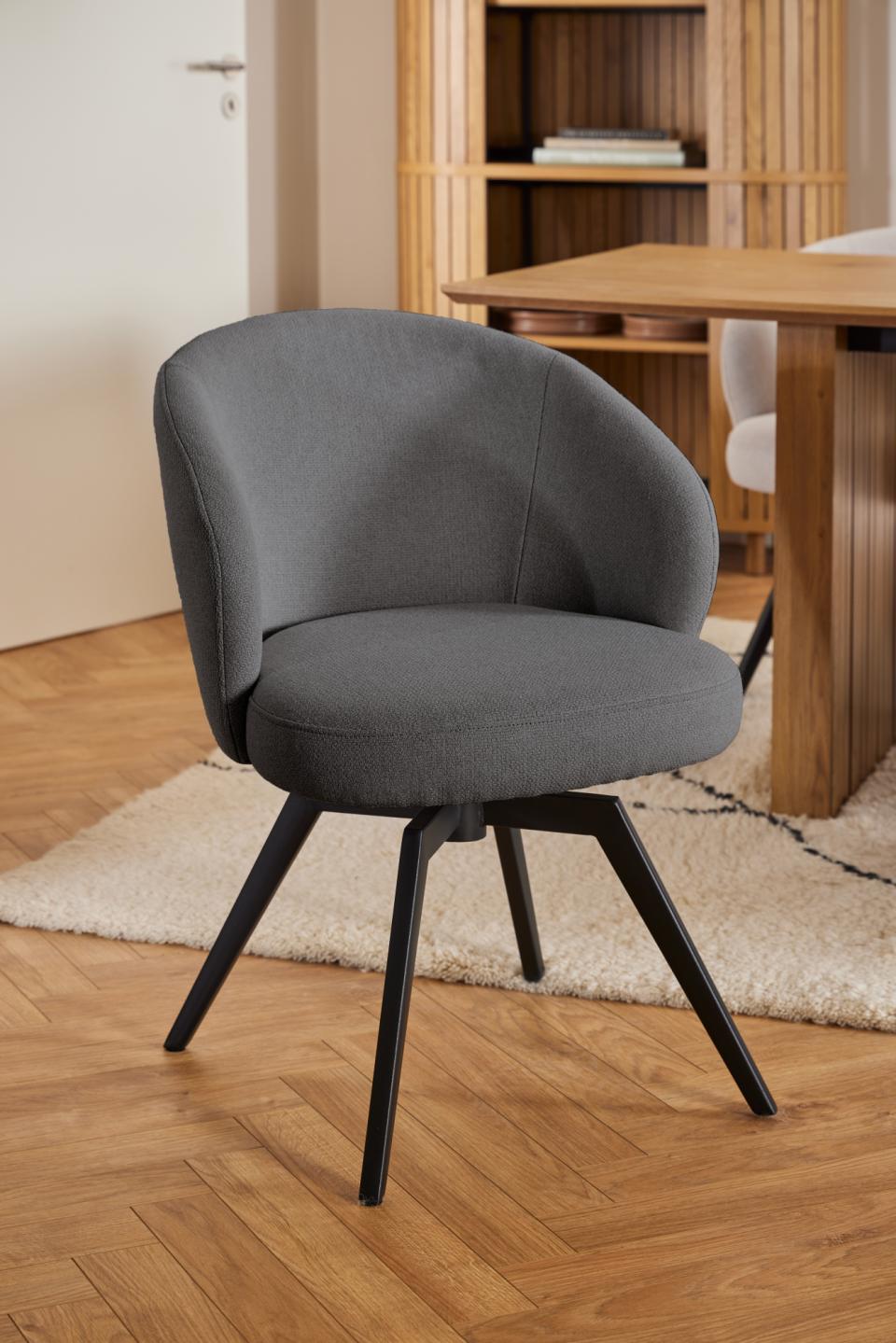 Darlene Dining Chair Grey Fabric Upholstered Swivel With Pocket Springs And Metal Legs