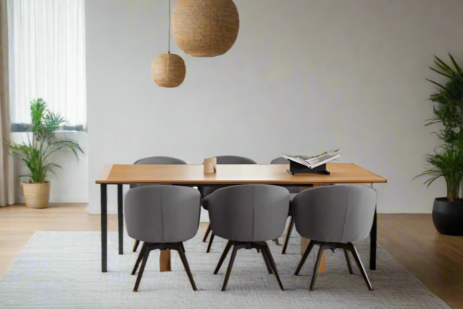 Darlene Dining Chair Grey Fabric Upholstered Swivel With Pocket Springs And Metal Legs