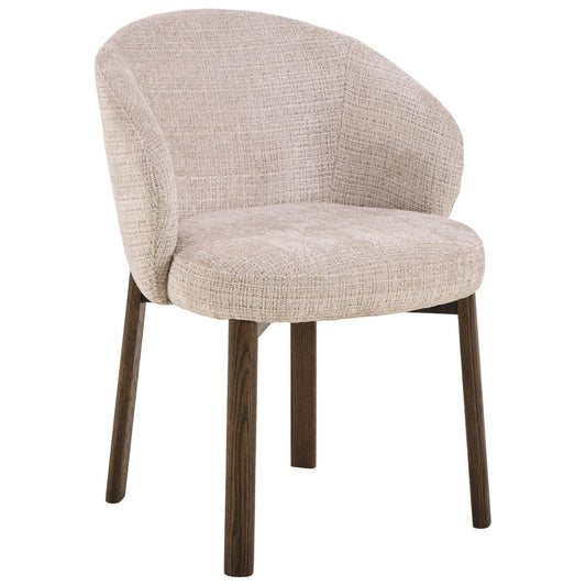 Darlene Juto Beige Fabric Upholstered Oak Dining Chairs With Pocket Springs, Set Of 2