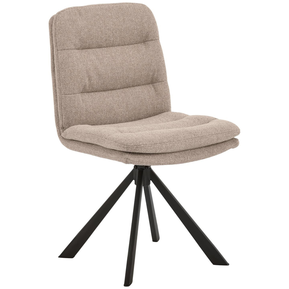 Dean Fabric Swivel Dining Chair In Beige With Stylish Black Metal Legs , Set Of 2 Chairs