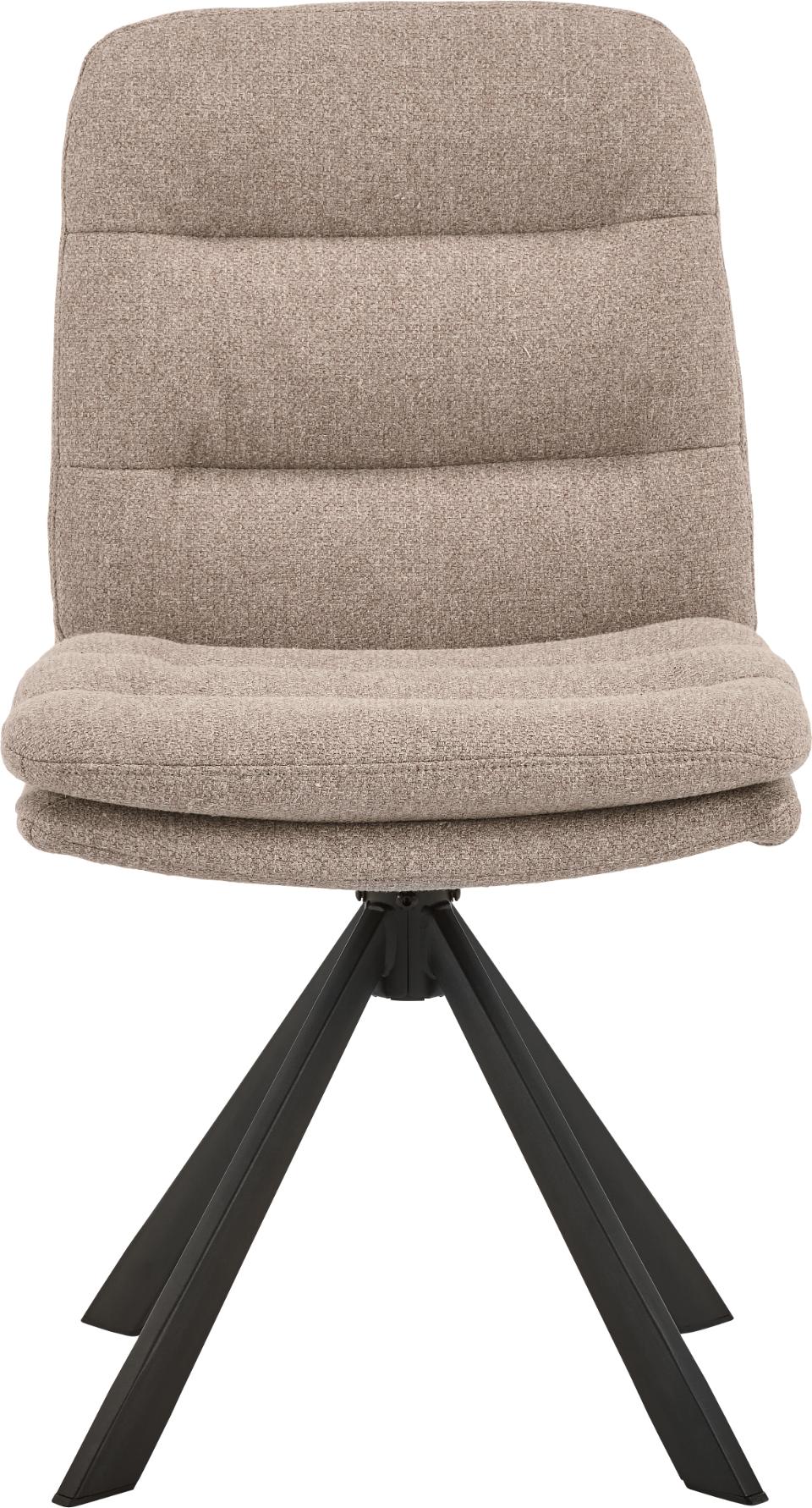 Dean Fabric Swivel Dining Chair In Beige With Stylish Black Metal Legs , Set Of 2 Chairs