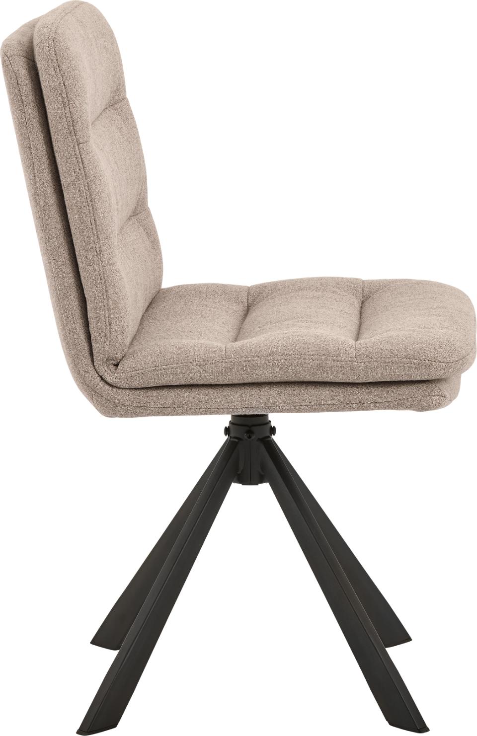 Dean Fabric Swivel Dining Chair In Beige With Stylish Black Metal Legs , Set Of 2 Chairs