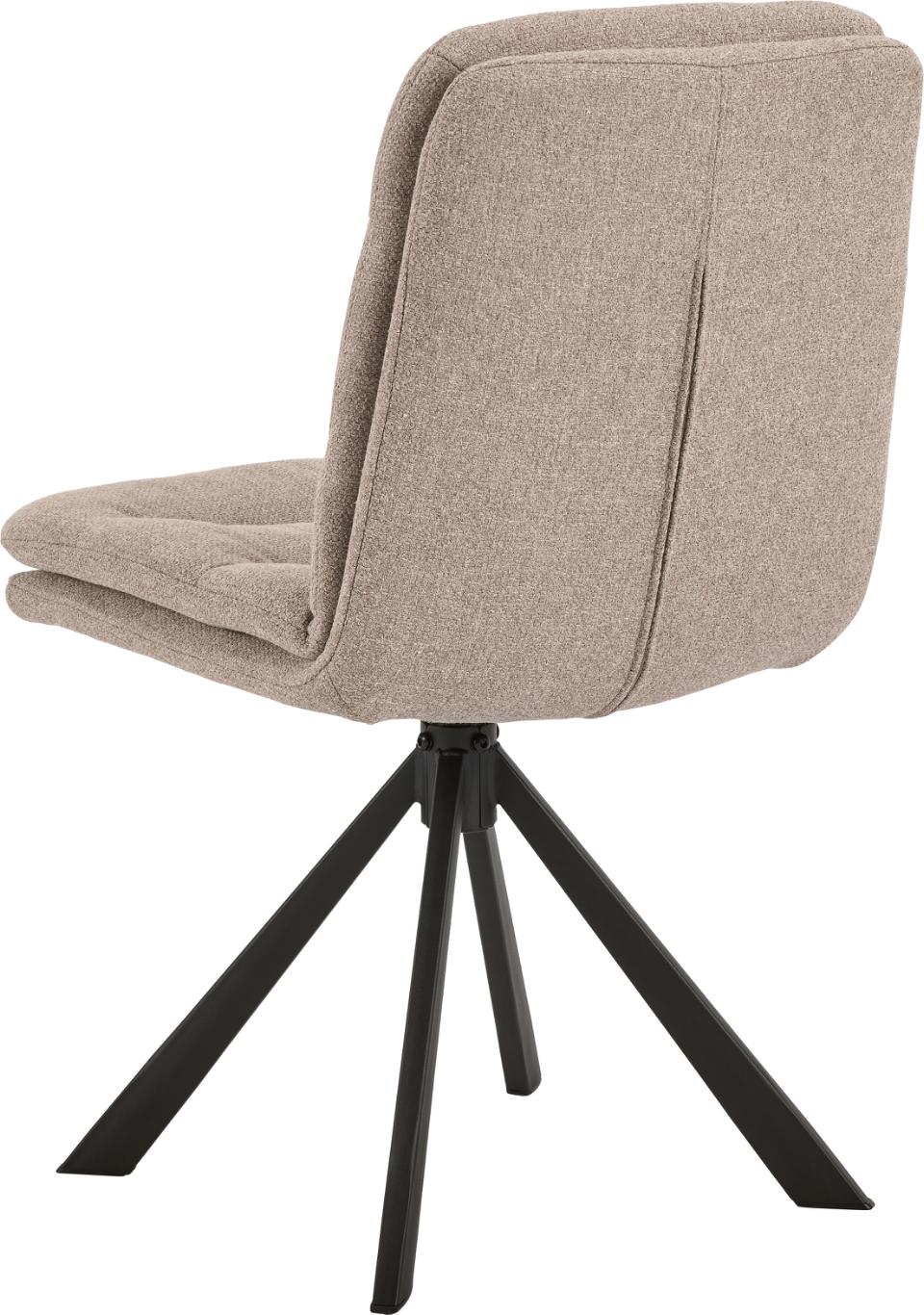 Dean Fabric Swivel Dining Chair In Beige With Stylish Black Metal Legs , Set Of 2 Chairs