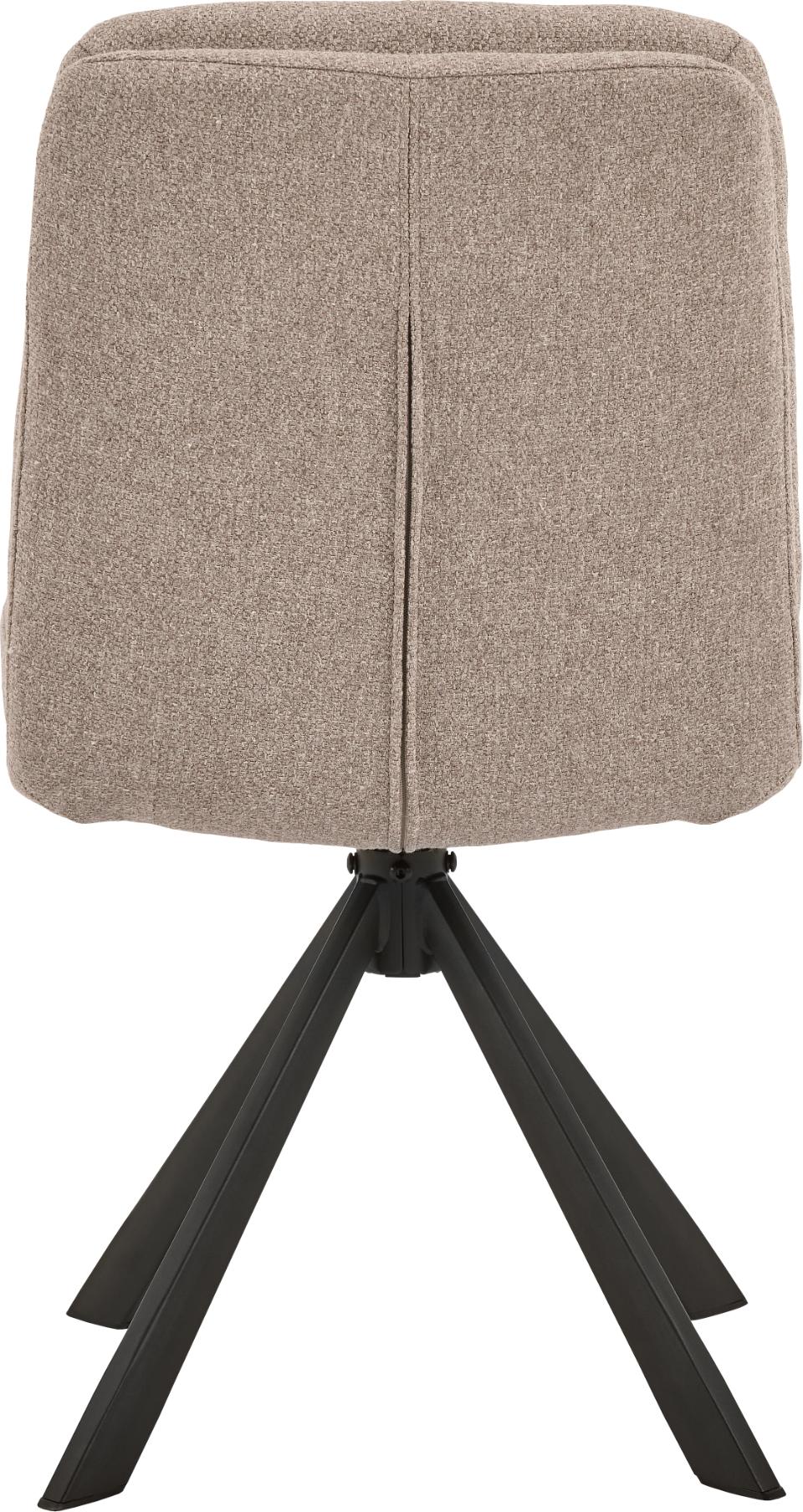 Dean Fabric Swivel Dining Chair In Beige With Stylish Black Metal Legs , Set Of 2 Chairs