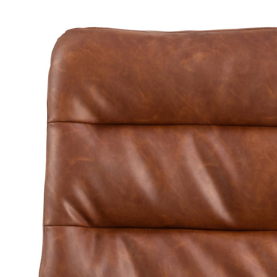 Dean Swivel Dining Chair In Brandy With Stylish Stitching And Black Metal Legs , Set Of 2