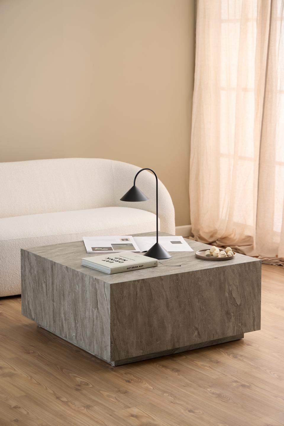 Dice Coffee Table Large Square Grey Marble Effect Furniture 90x90cm
