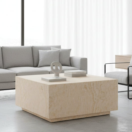 Beige stone block on a white background