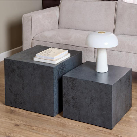 Dice Double Designer Coffee Table Set In Black Ocean 2 Pieces 58cm