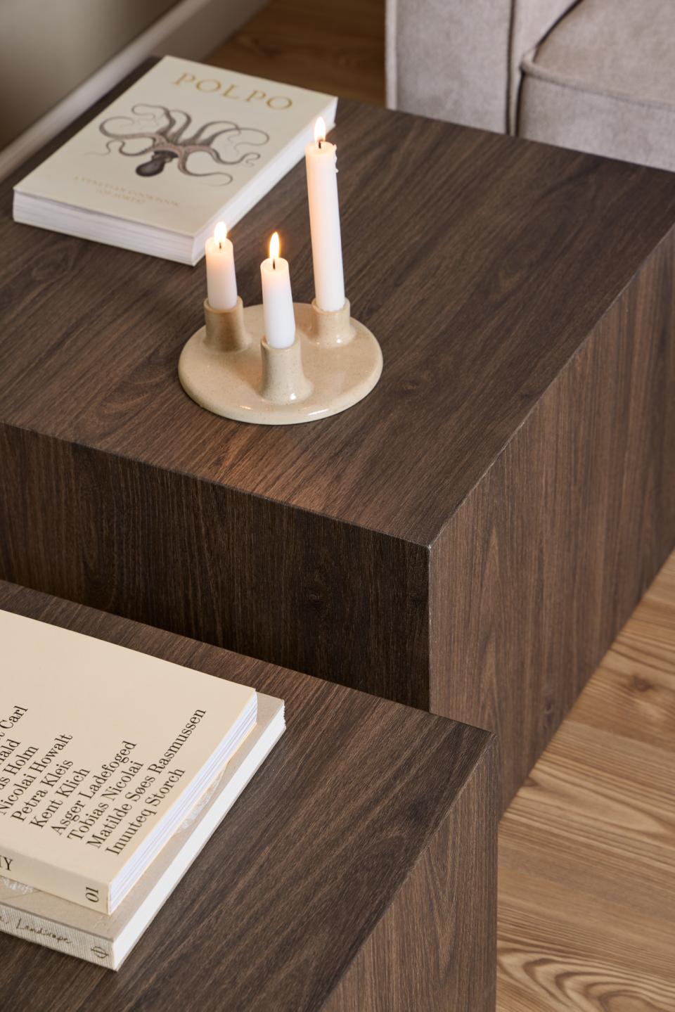 Dice Double Designer Coffee Table Set In Brown Smoke 2 Pieces 58cm