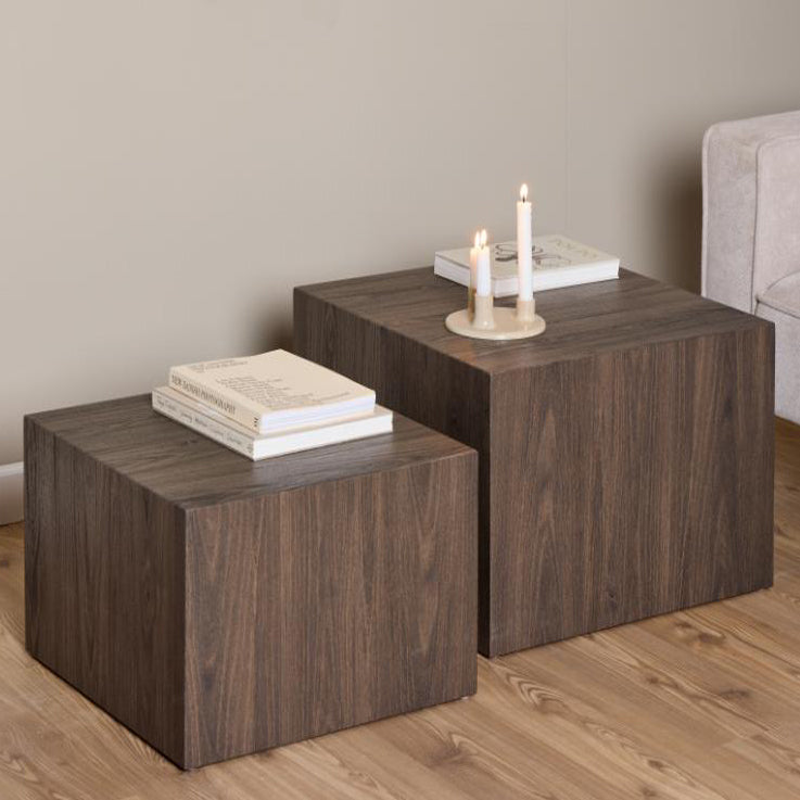 Dice Double Designer Coffee Table Set In Brown Smoke 2 Pieces 58cm