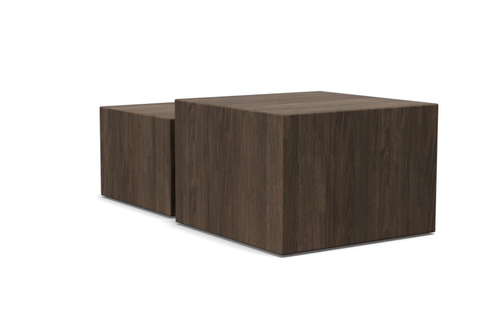 Dice Double Designer Coffee Table Set In Brown Smoke 2 Pieces 58cm