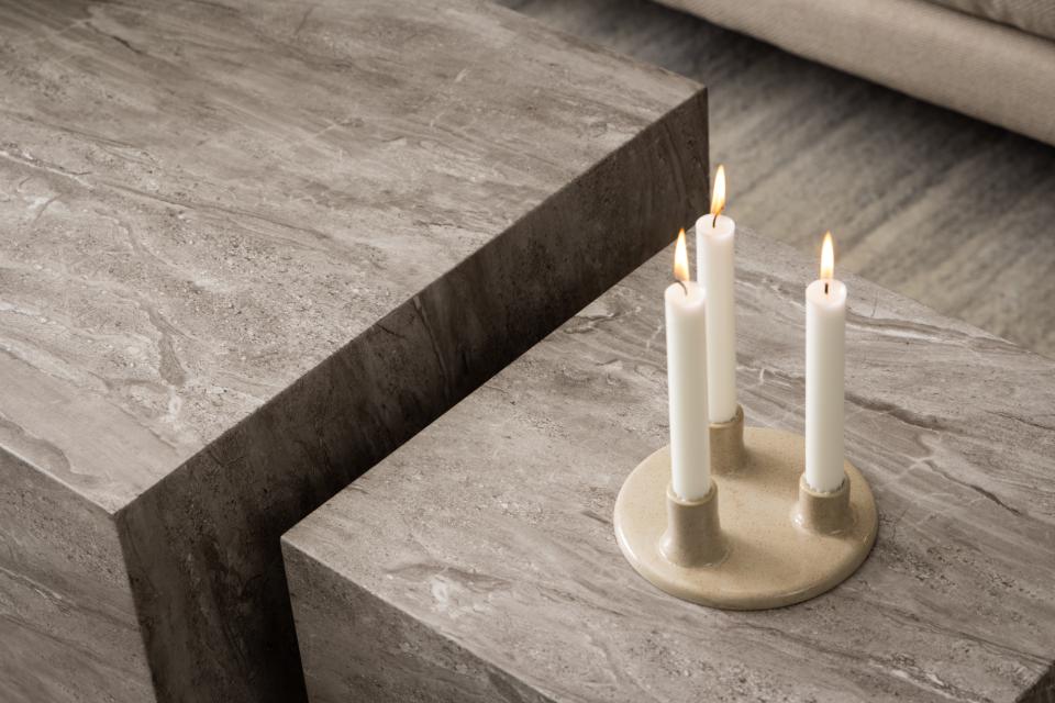 Dice Double Coffee Table Set Large Rectangular And Square Grey Marble Furniture 100cm