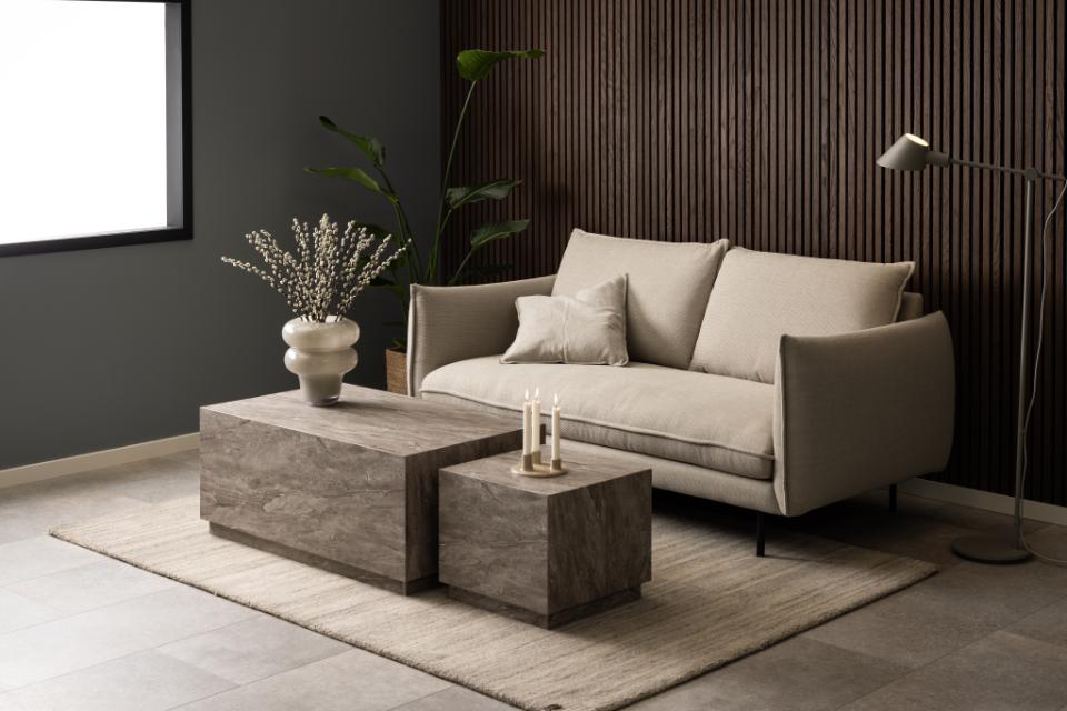 Dice Double Coffee Table Set Large Rectangular And Square Grey Marble Furniture 100cm