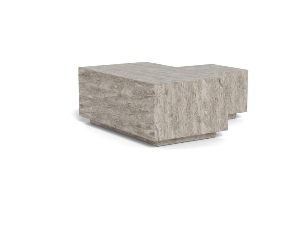 Dice Double Coffee Table Set Large Rectangular And Square Grey Marble Furniture 100cm