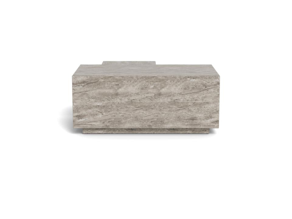 Dice Double Coffee Table Set Large Rectangular And Square Grey Marble Furniture 100cm