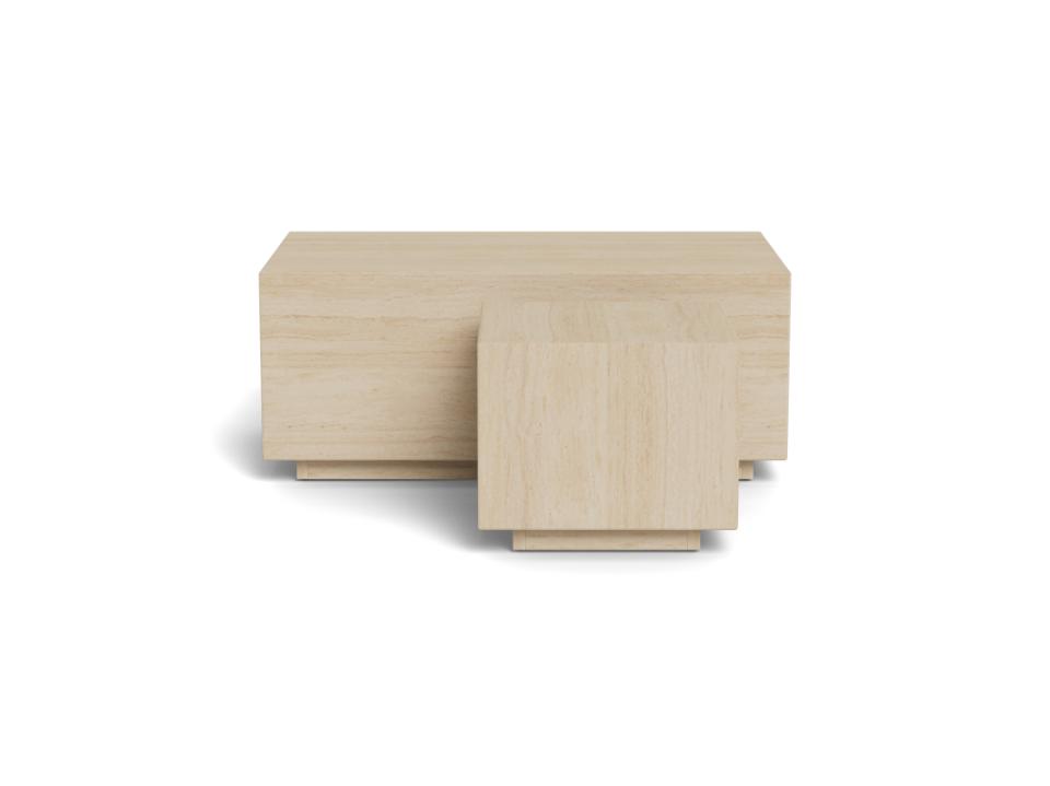 Dice Double Coffee Table Set Large Rectangular And Square Travertine Furniture 100cm