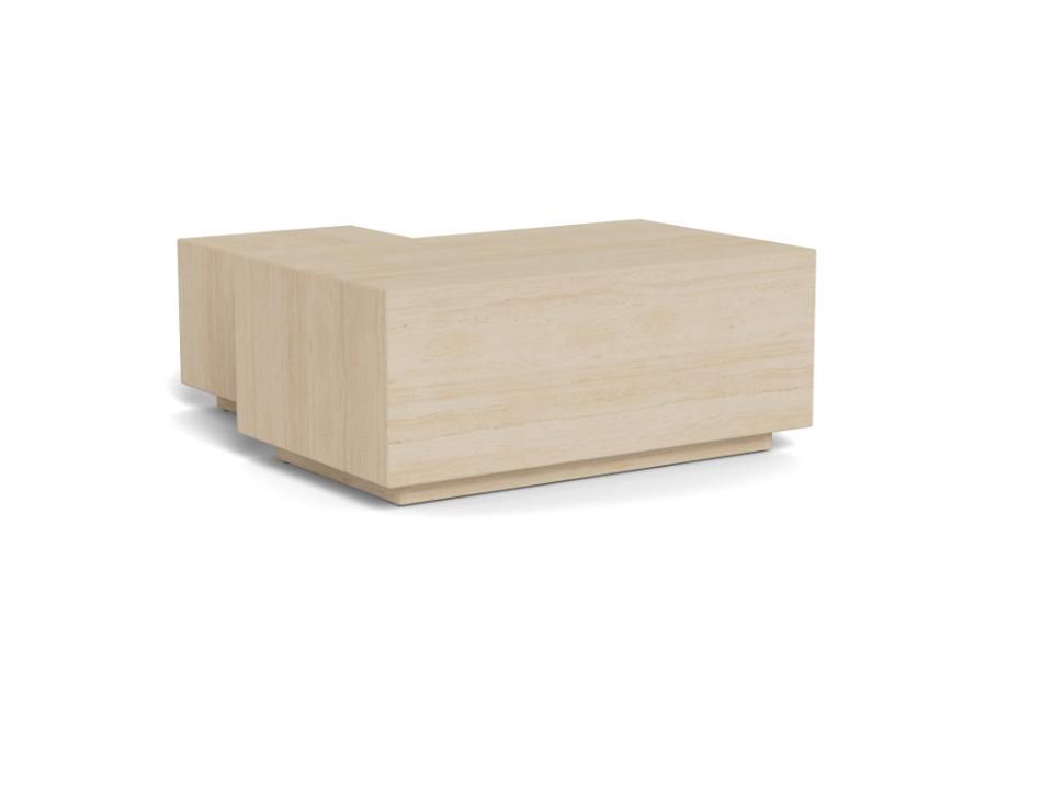 Dice Double Coffee Table Set Large Rectangular And Square Travertine Furniture 100cm