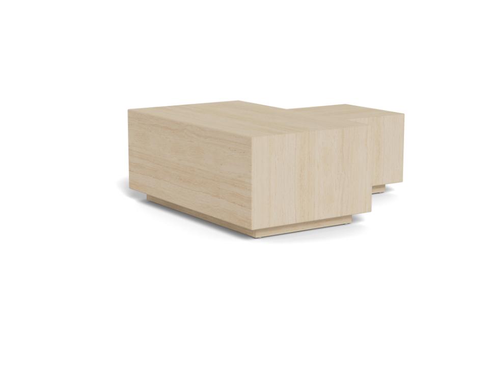 Dice Double Coffee Table Set Large Rectangular And Square Travertine Furniture 100cm