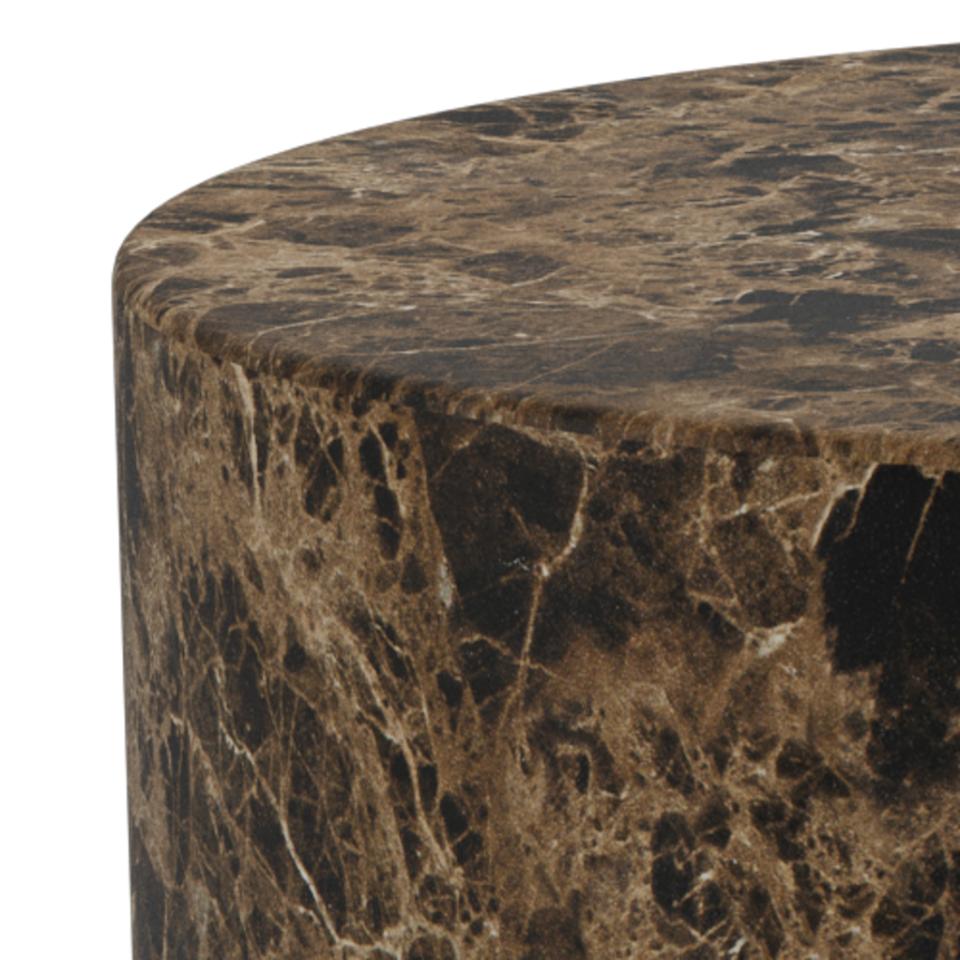 Dice Double Oval Coffee Table Set Large Brown Marble 2 Piece Set 58cm and 50cm