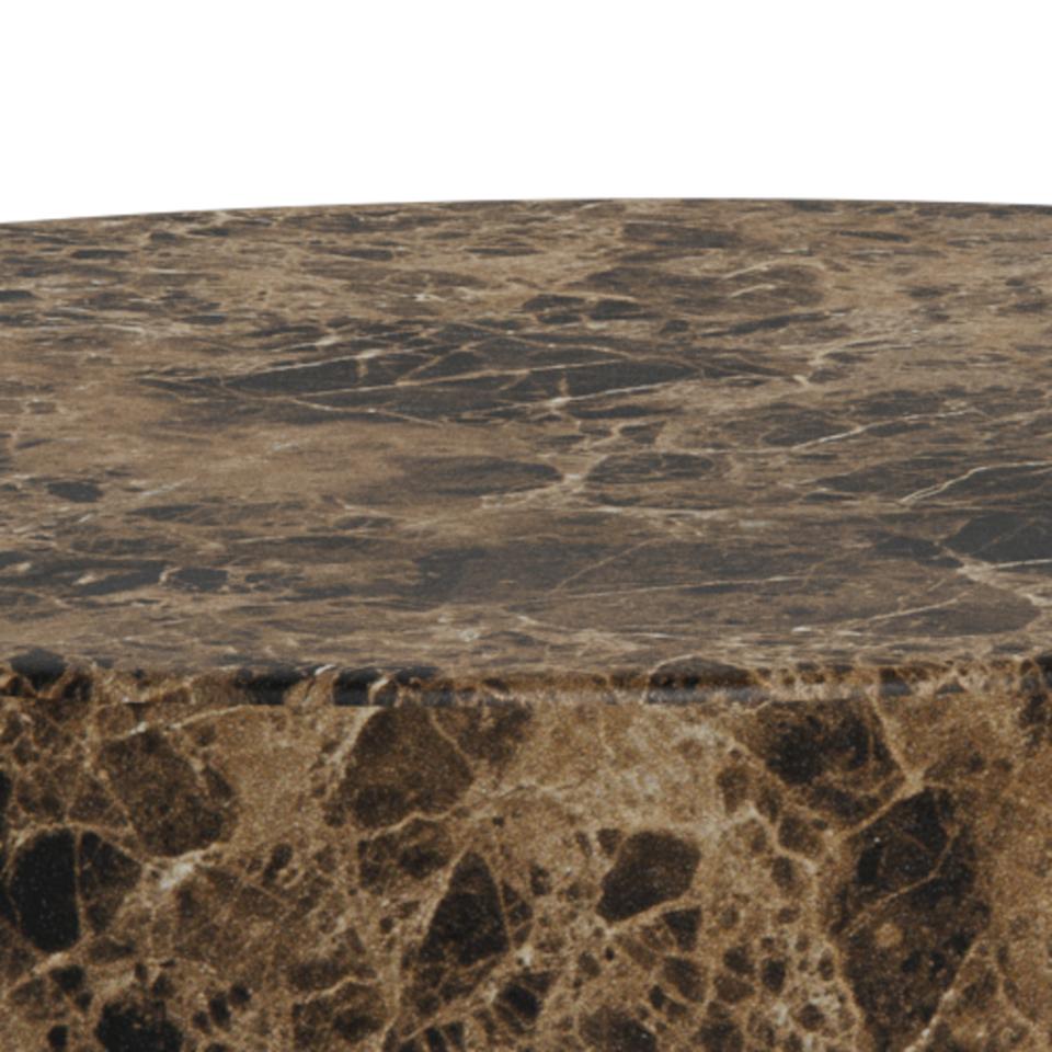 Dice Double Oval Coffee Table Set Large Brown Marble 2 Piece Set 58cm and 50cm